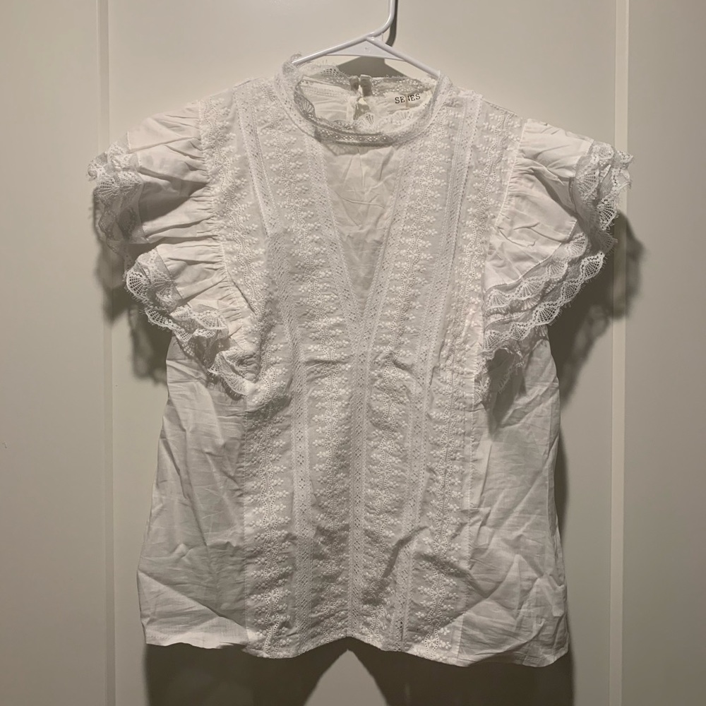 White Lace Blouse - S/M - NWT